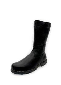 Boots - black soft leather, combat sole