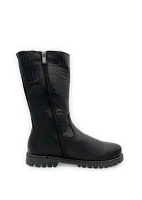 Boots - black soft leather, combat sole