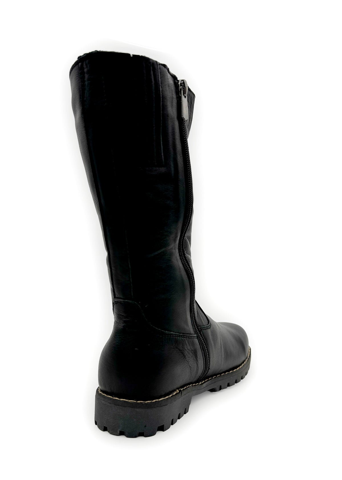 Boots - black soft leather, combat sole