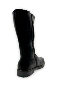Boots - black soft leather, combat sole