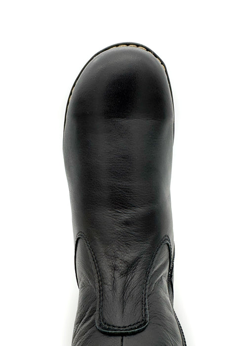 Boots - black soft leather, combat sole