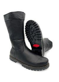 Boots - black soft leather, combat sole