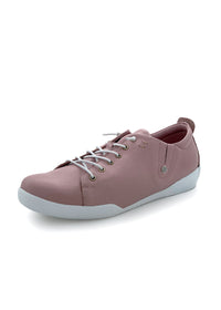 Low-top sneakers - pink leather, elastic straps