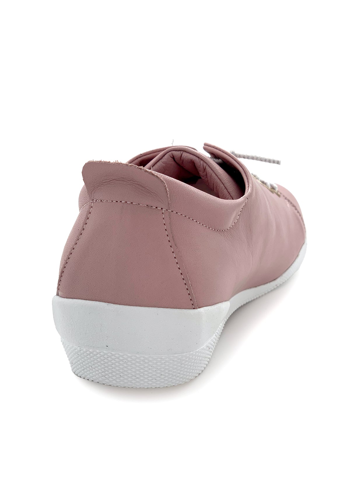 Low-top sneakers - pink leather, elastic straps