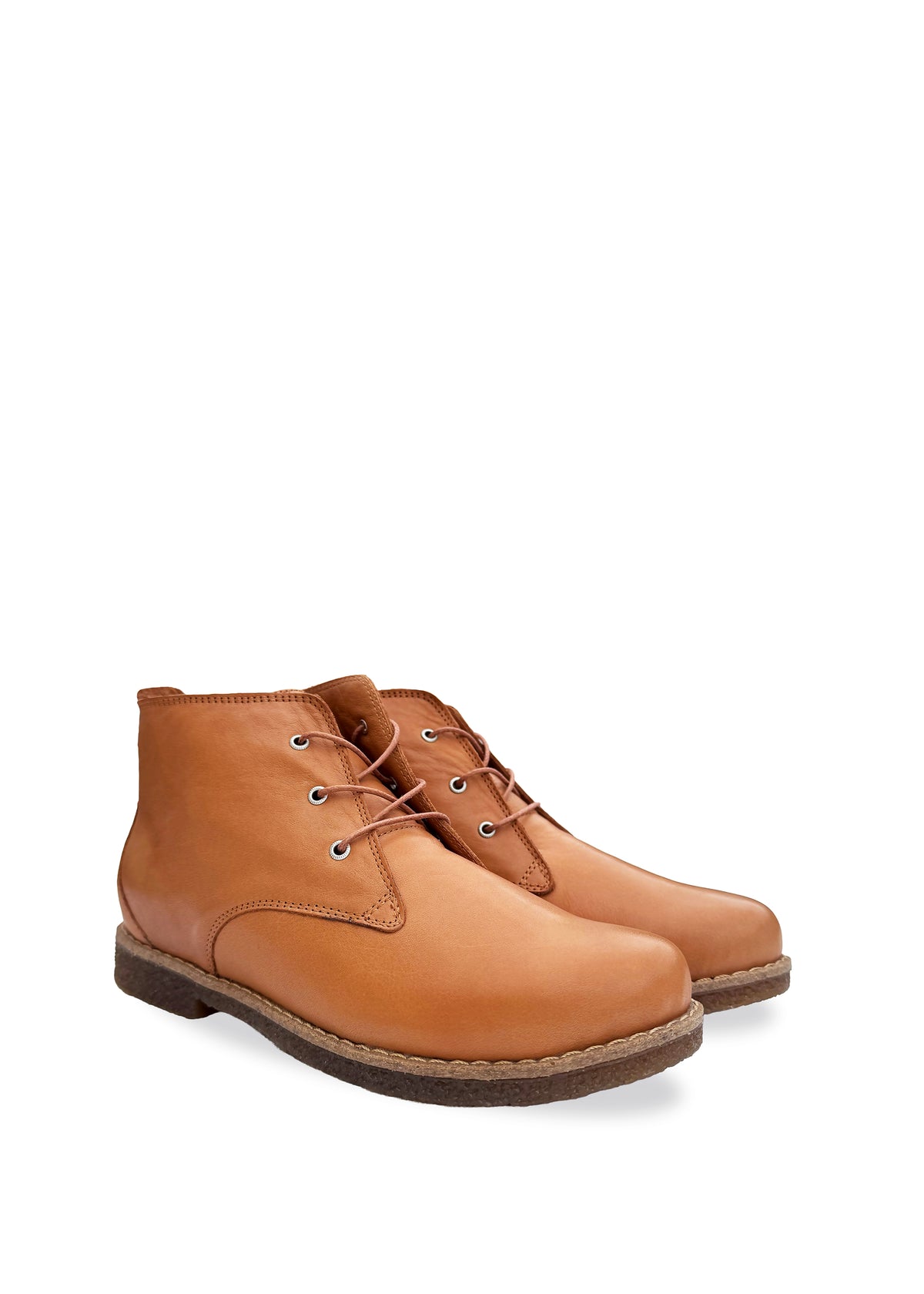 Walking shoes with low shaft - cognac brown leather