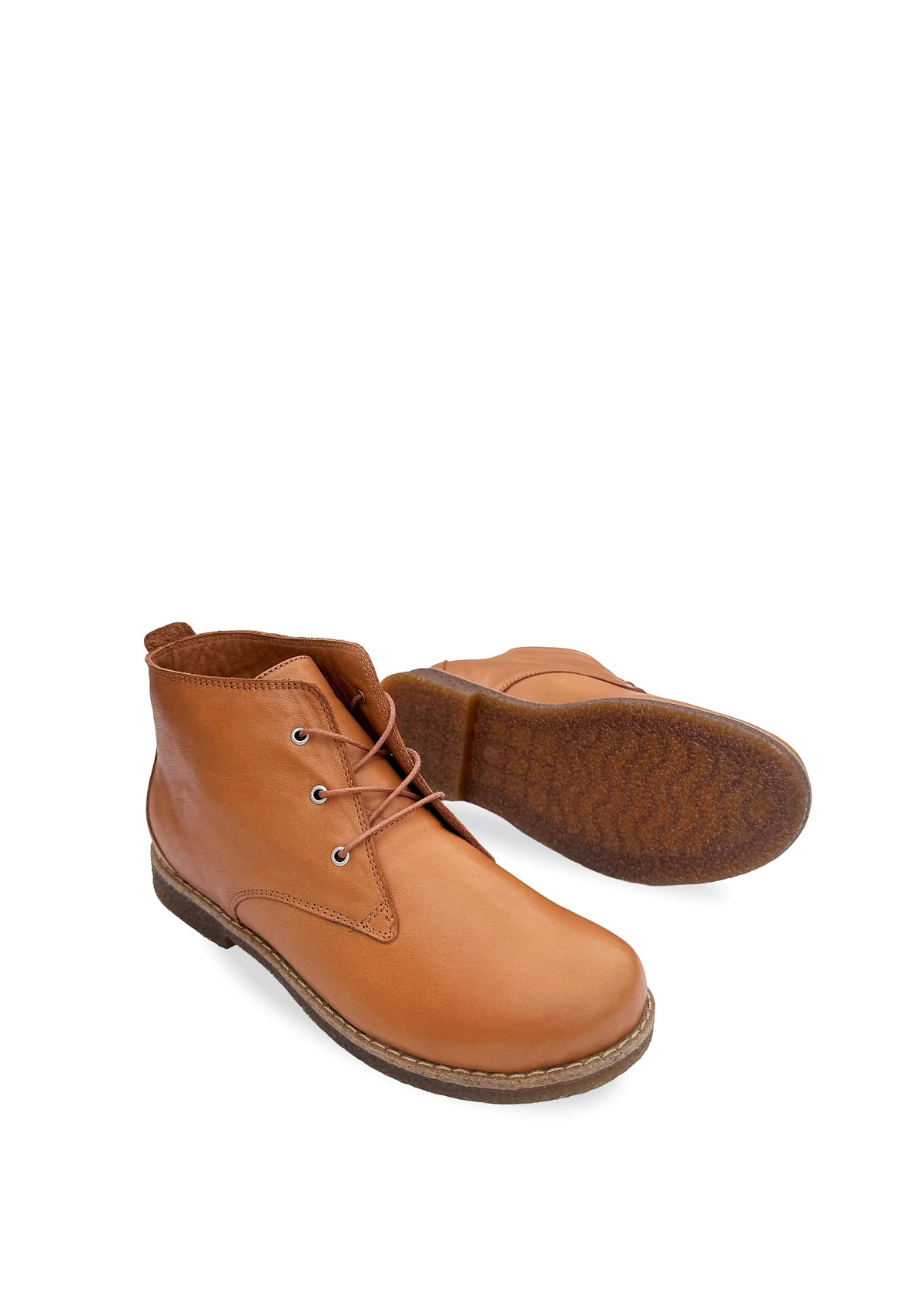 Walking shoes with low shaft - cognac brown leather