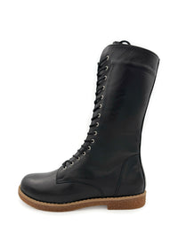 Pitkävartiset maiharit - musta nahka, matala pohja