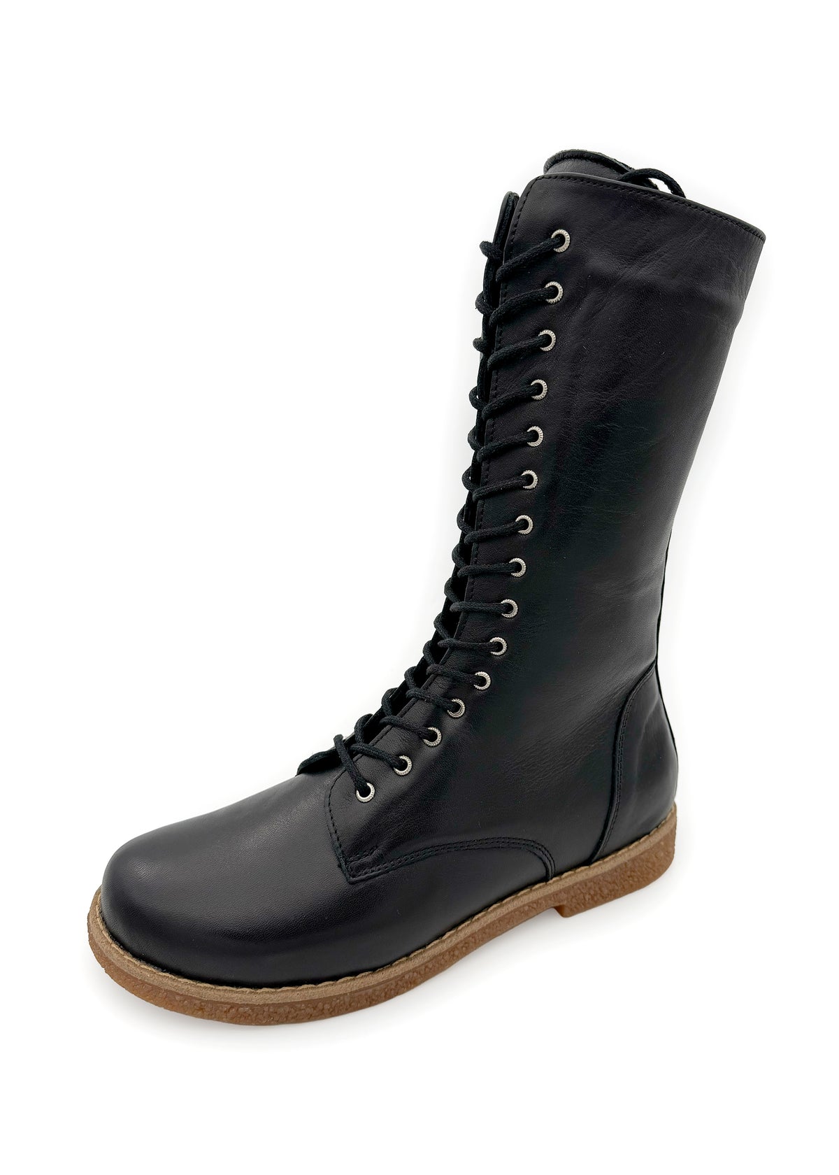 Pitkävartiset maiharit - musta nahka, matala pohja