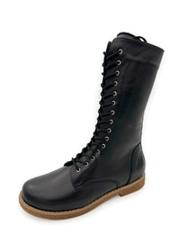 Pitkävartiset maiharit - musta nahka, matala pohja