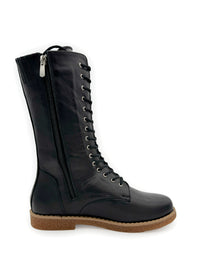 Pitkävartiset maiharit - musta nahka, matala pohja