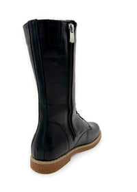 Pitkävartiset maiharit - musta nahka, matala pohja