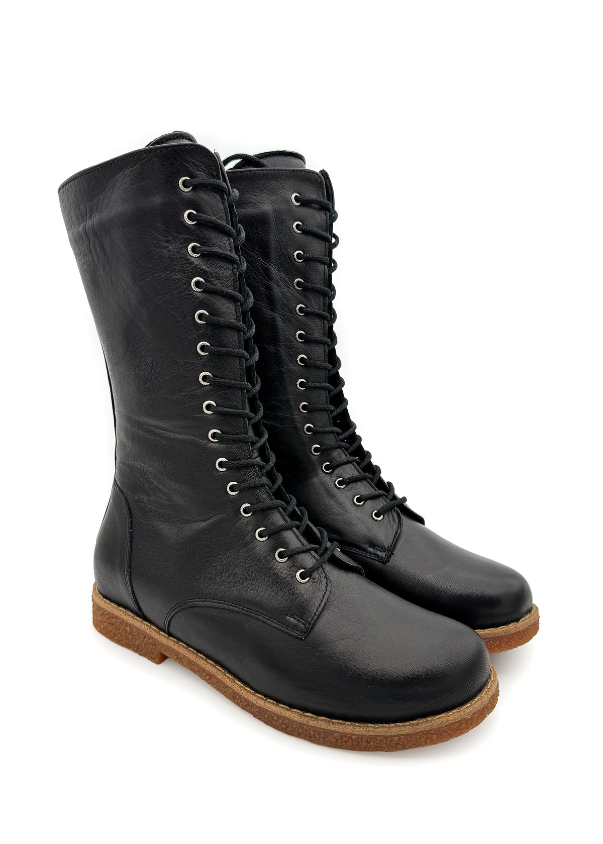 Pitkävartiset maiharit - musta nahka, matala pohja