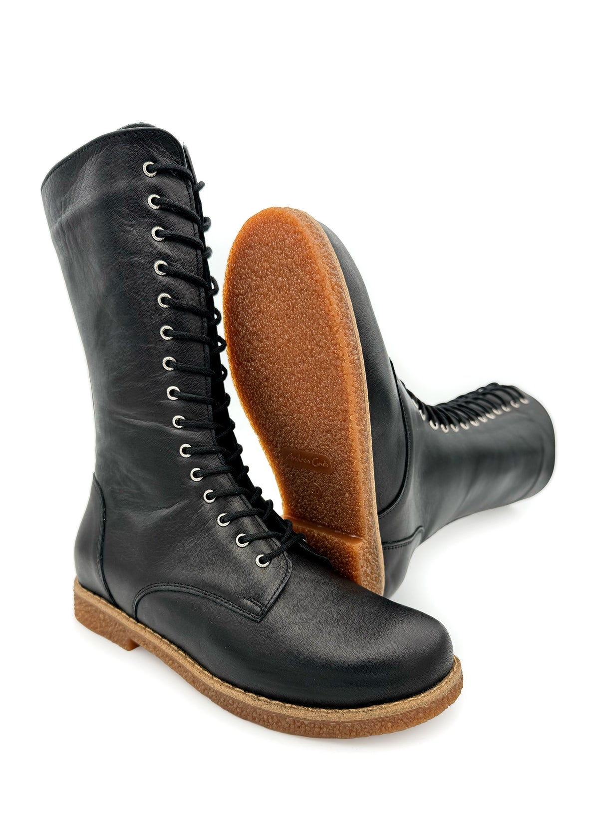 Pitkävartiset maiharit - musta nahka, matala pohja