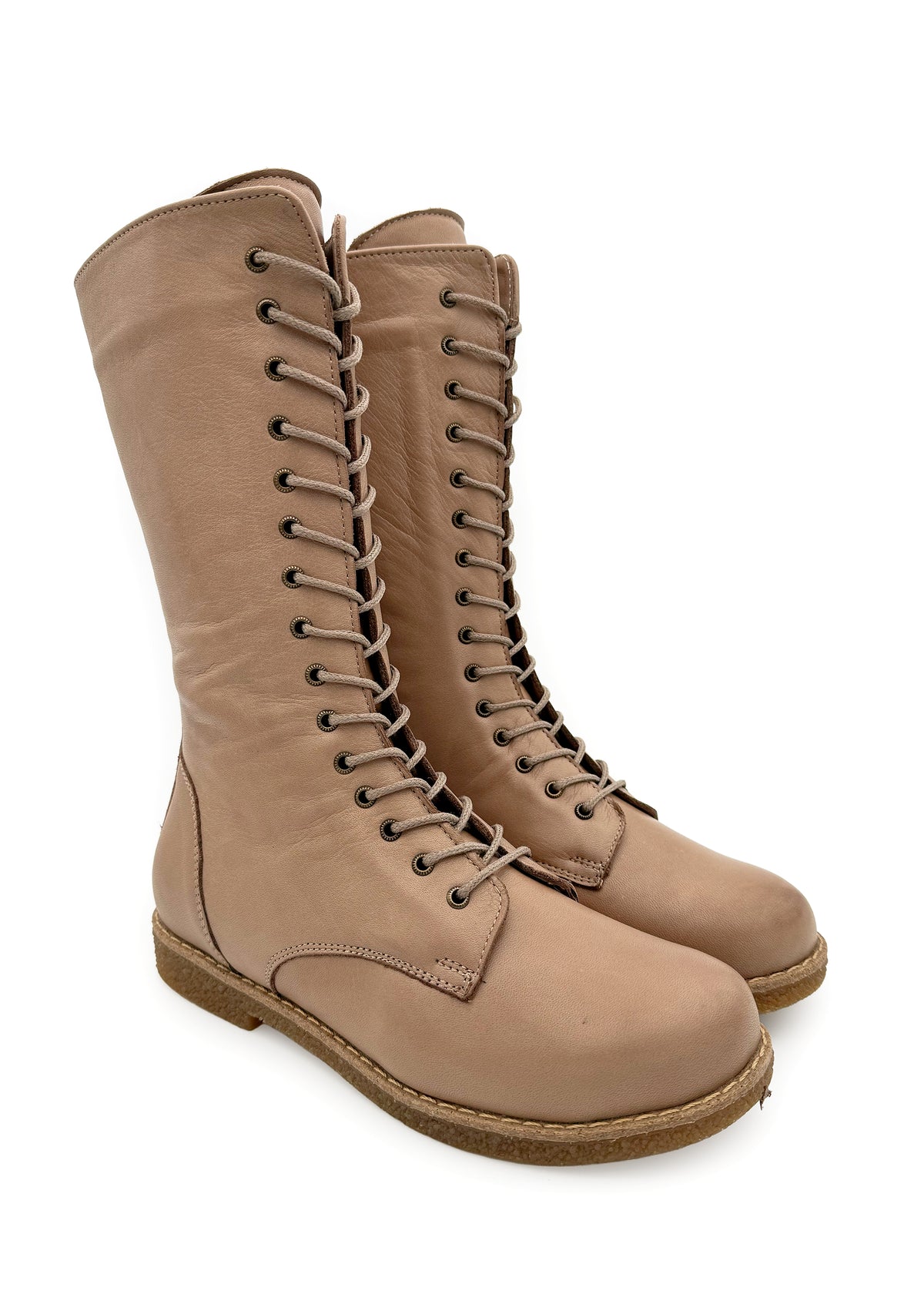 Pitkävartiset maiharit - vaaleanruskea nahka, matala pohja