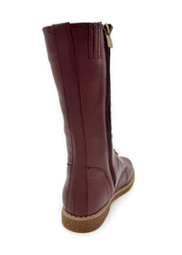 Long shaft combat boots - burgundy leather, low sole