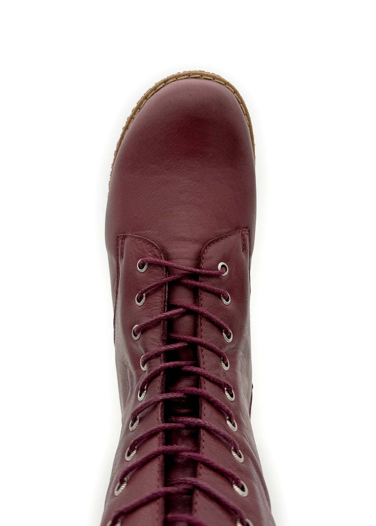 Long shaft combat boots - burgundy leather, low sole