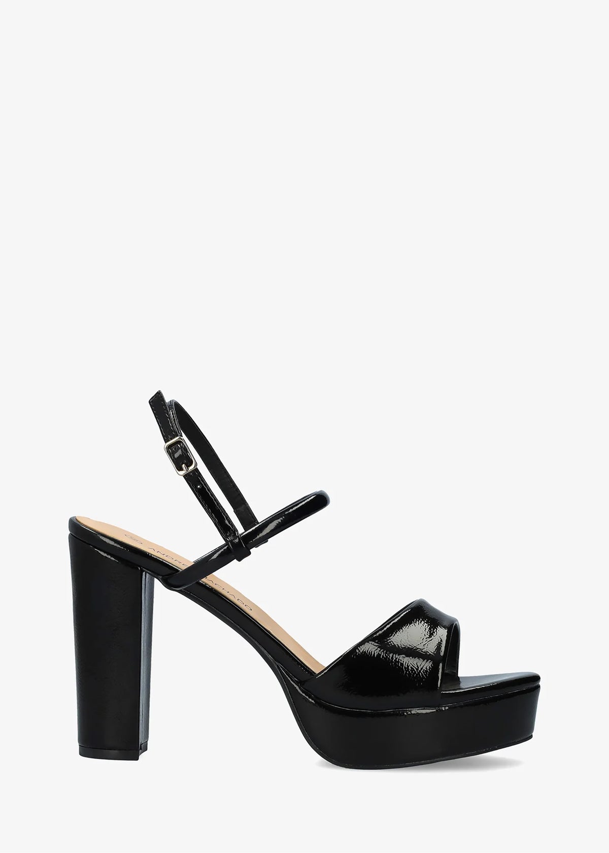 Block heel sandals - Patent leather, shiny black