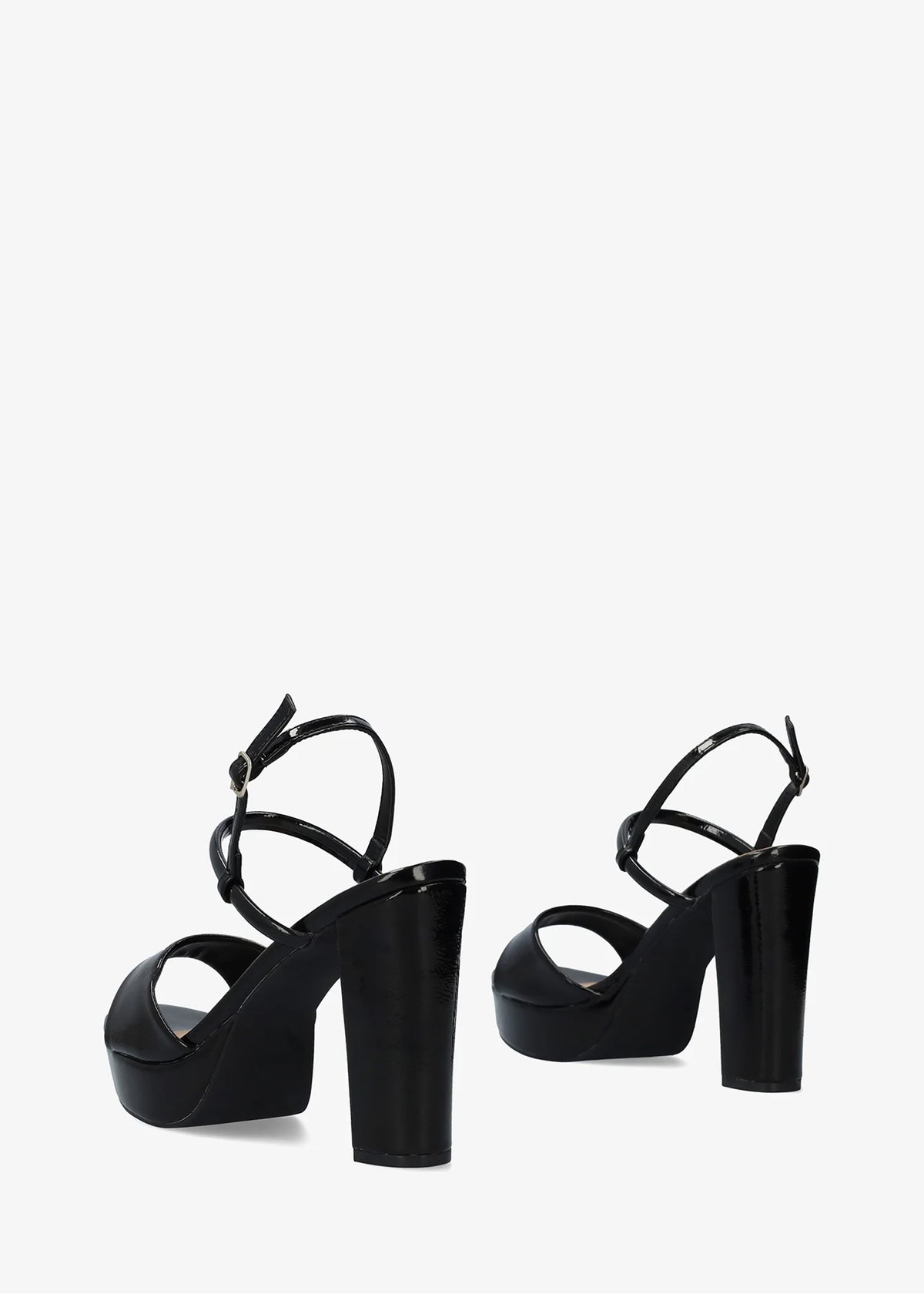 Block heel sandals - Patent leather, shiny black