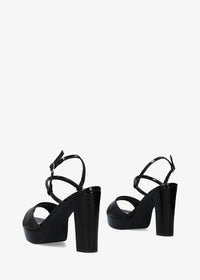 Block heel sandals - Patent leather, shiny black