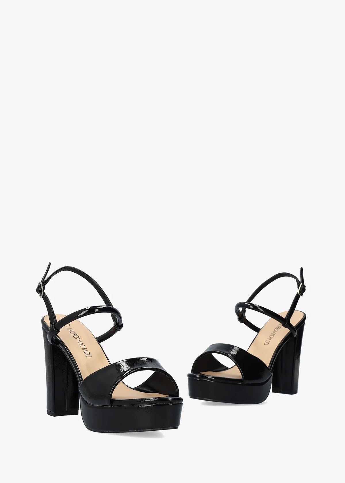 Block heel sandals - Patent leather, shiny black