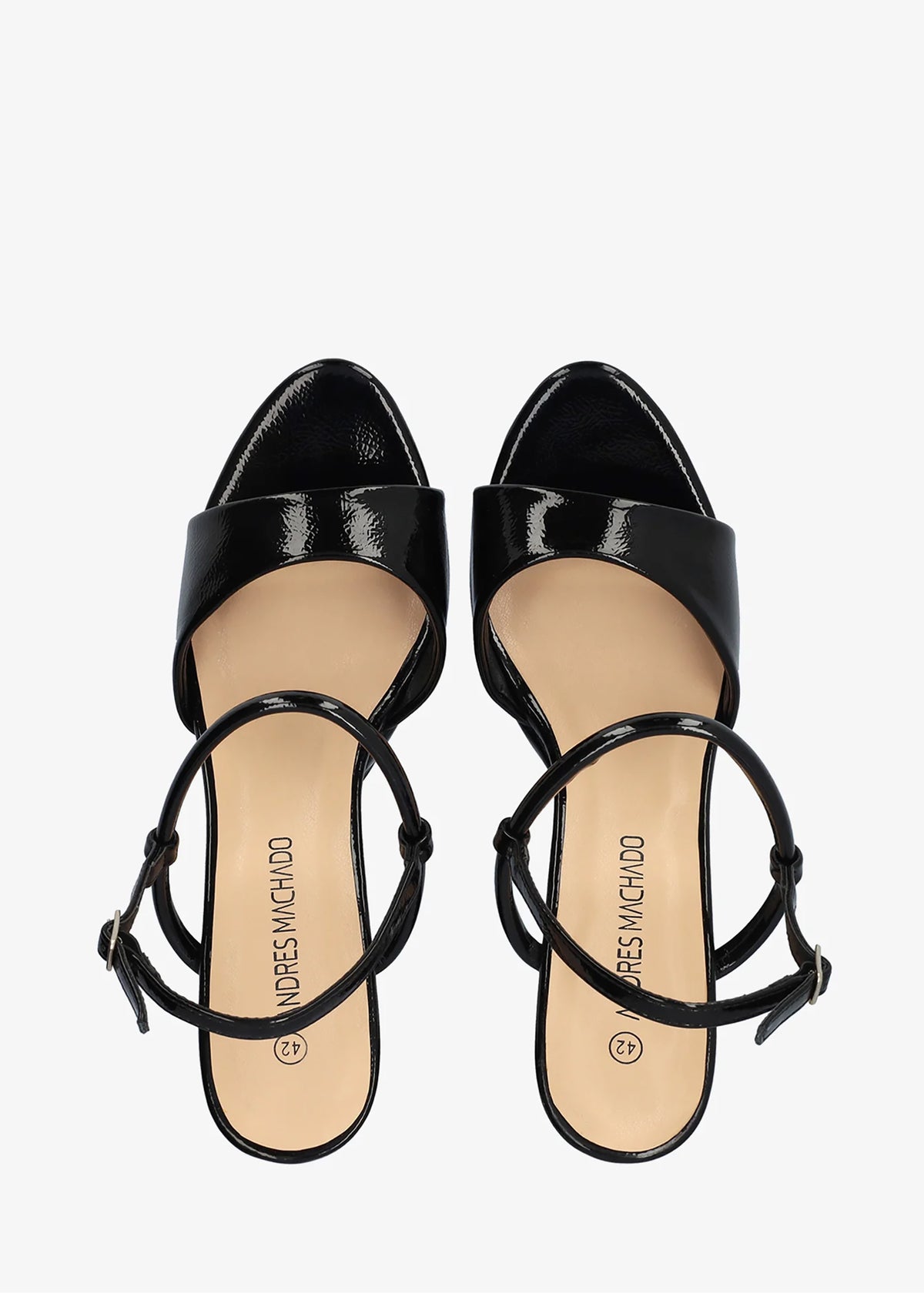 Block heel sandals - Patent leather, shiny black