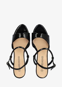 Block heel sandals - Patent leather, shiny black