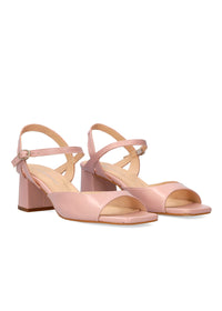 Sandaler med blockklack - Anais, puderfärgat läder