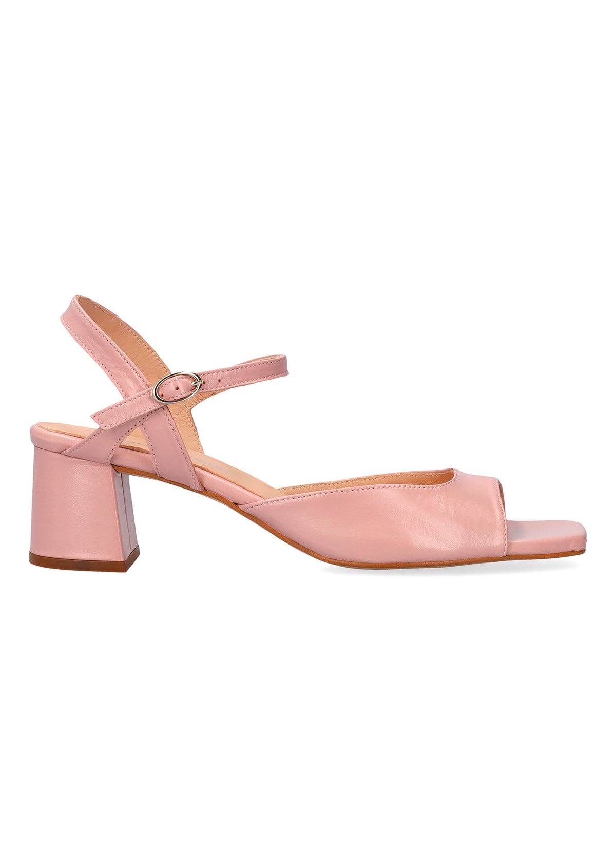 Sandaler med blockklack - Anais, puderfärgat läder
