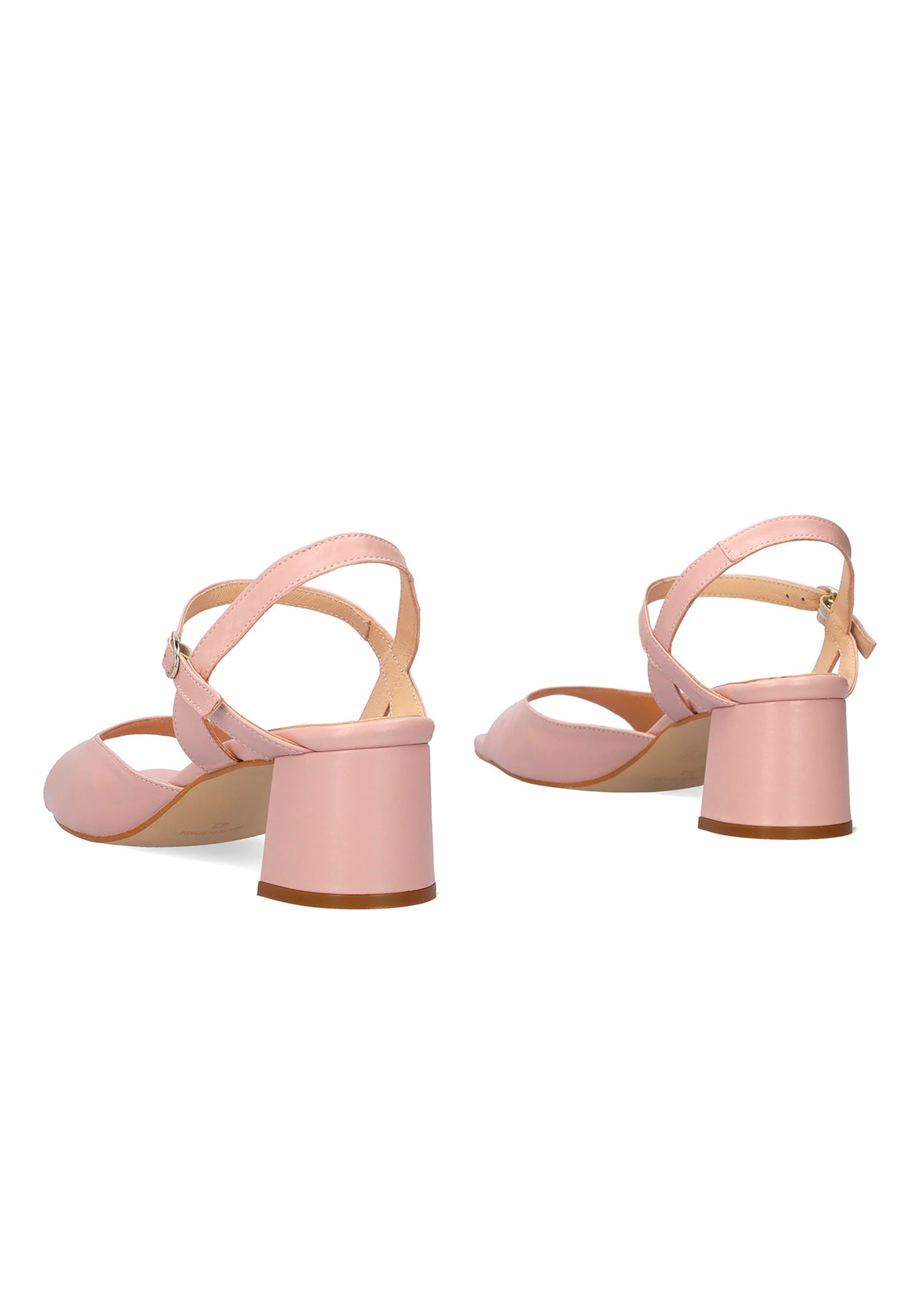 Sandaler med blockklack - Anais, puderfärgat läder