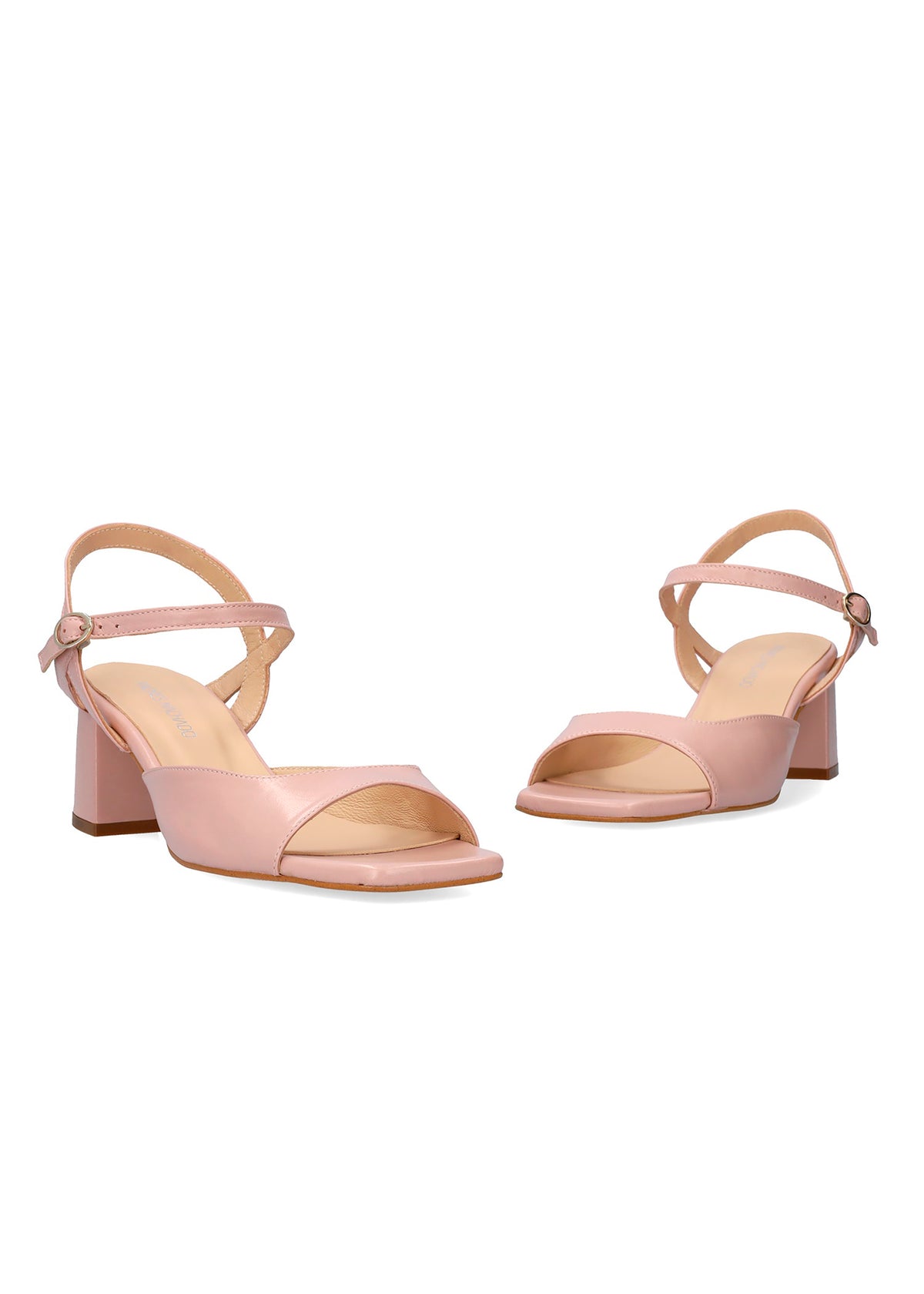 Sandaler med blockklack - Anais, puderfärgat läder