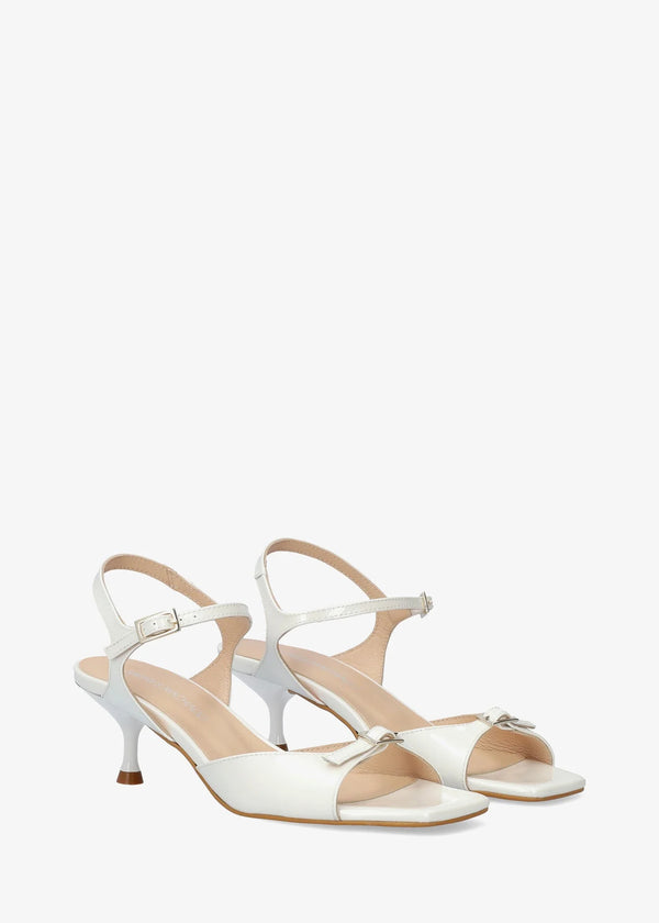 High heels, sandals - Manuela, white patent leather