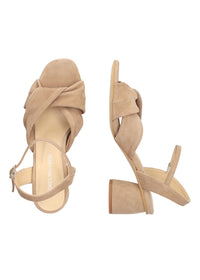 Sandaler med stilettklack - Nerea, beige nubuckläder