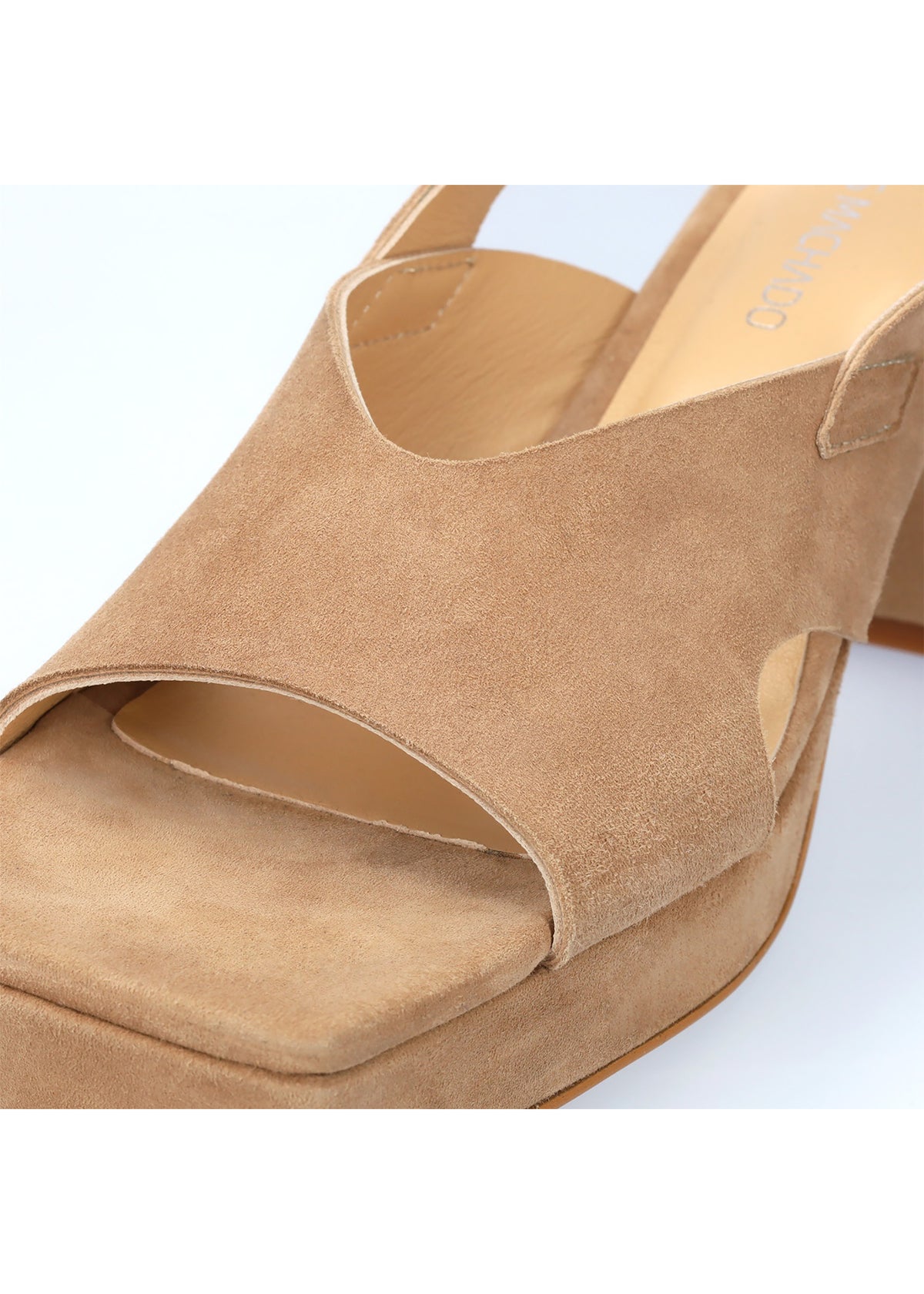 Sandals with stiletto heel and platform sole - Rita, beige nubuck leather