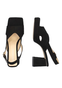 Sandals with stiletto heel and platform sole - Rita, black nubuck leather