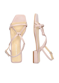Sandals with thin laces - Vera, powder-tone leather