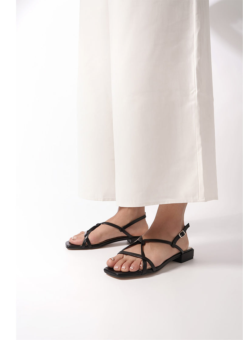 Sandals with thin strings - Vera, black leather