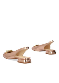 Slingback loafers - Victoria, rose gold tone leather, gold trim