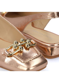 Slingback loafers - Victoria, roséguldfärgat läder, guldkant