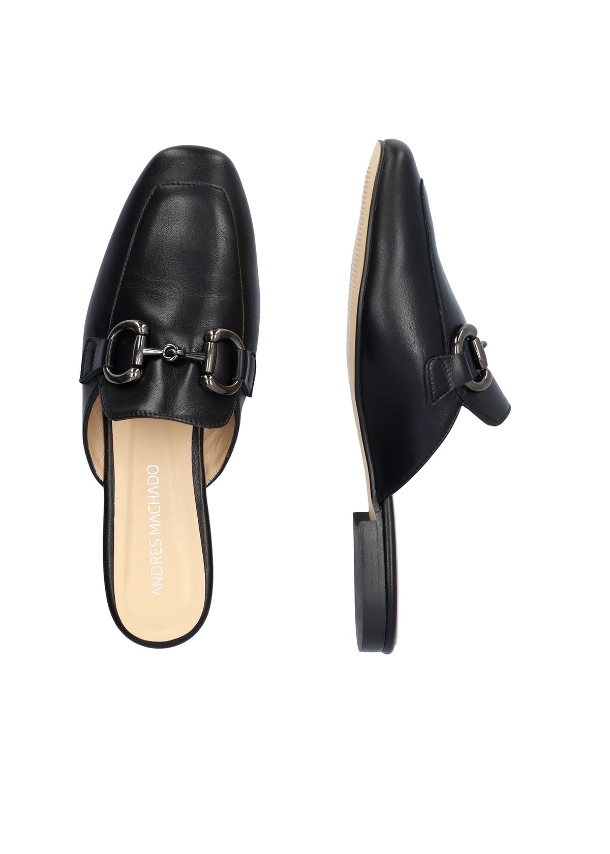 Stilettsandaler med loaferspets - Vivian, svart läder