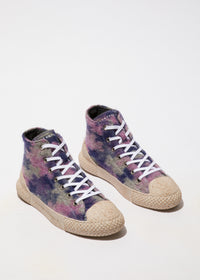 Lace-up felt sneakers - purple patterns, Tree 1 Blue Gibson