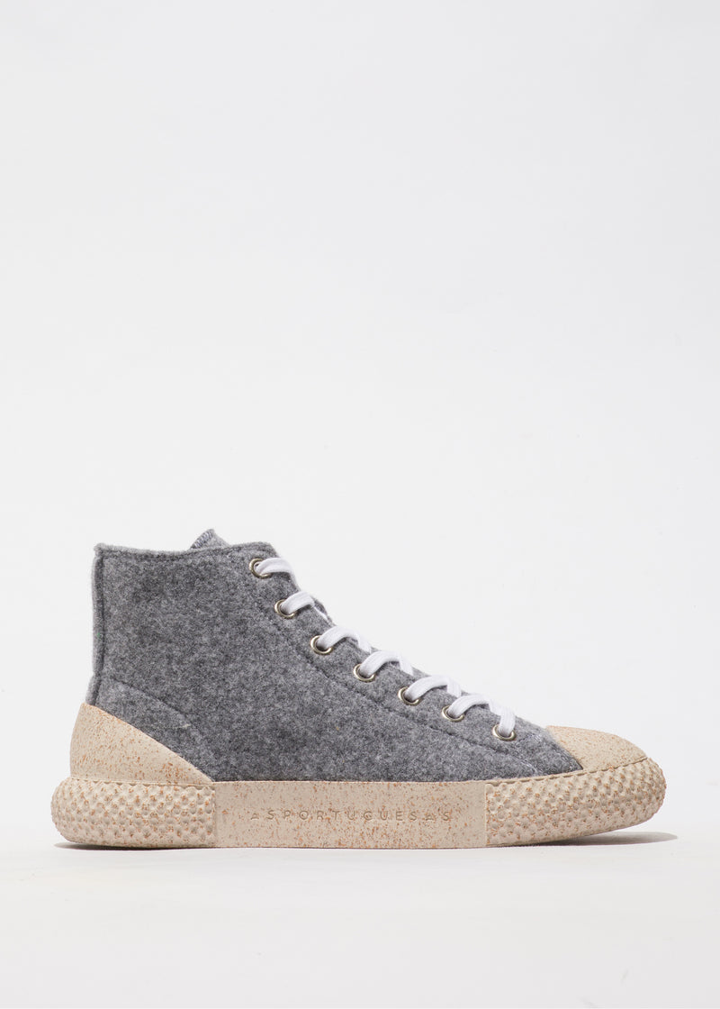 Lace-up felt sneakers - light gray, Tean 1 Concrete