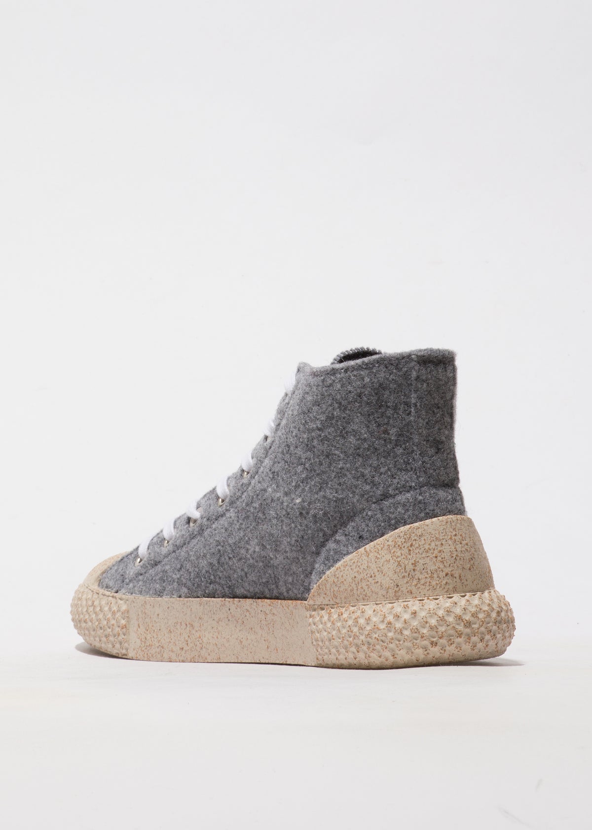Lace-up felt sneakers - light gray, Tean 1 Concrete