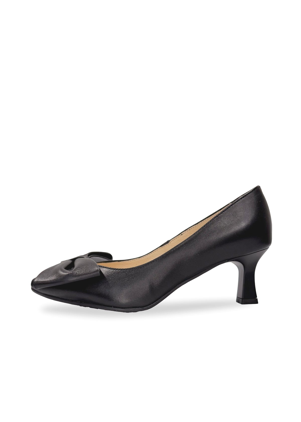 Korkokengät - musta nahka, piikkikorko, rusetti