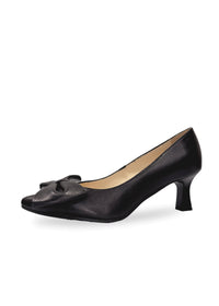 Korkokengät - musta nahka, piikkikorko, rusetti