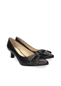 Korkokengät - musta nahka, piikkikorko, rusetti