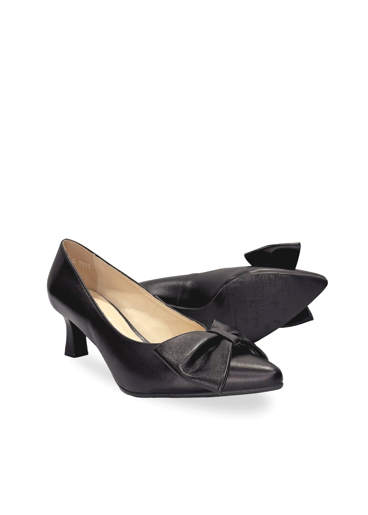 Korkokengät - musta nahka, piikkikorko, rusetti