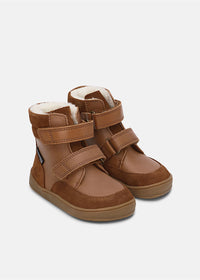 Children's barefoot shoes - winter shoes, Basil Strap TEX - brown leather, tex membrane