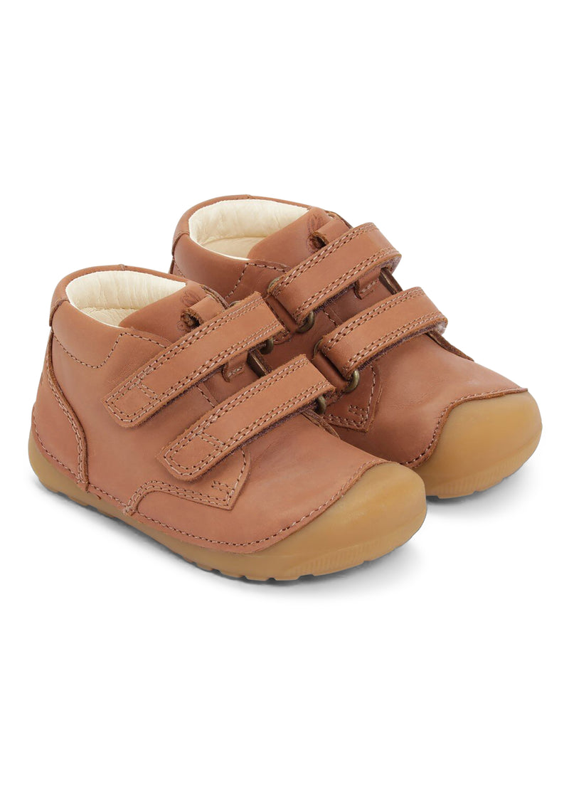 Första stegsskor för barn - Petit Strap, brun, Bundgaard Zero Heel