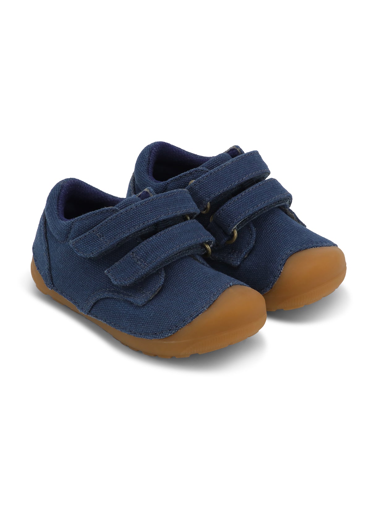 Children's first step shoes - Petit Strap Canvas, Navy, Bundgaard Zero Heel