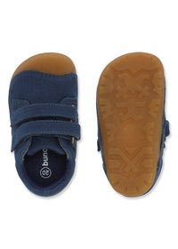 Children's first step shoes - Petit Strap Canvas, Navy, Bundgaard Zero Heel